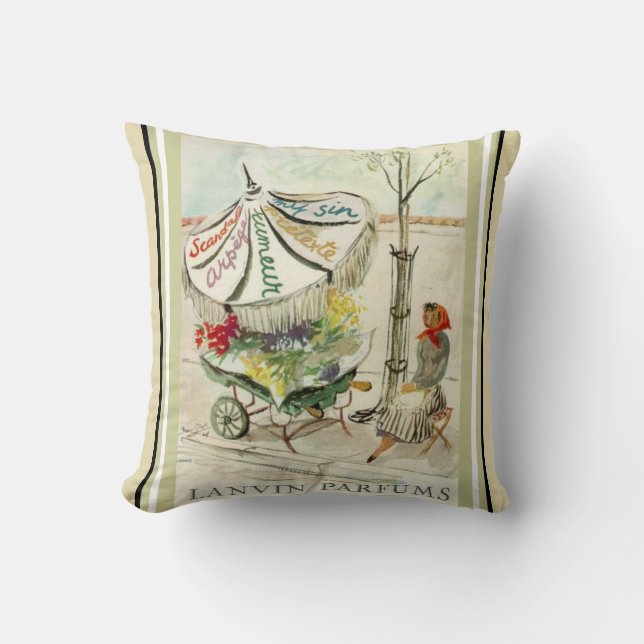 Lanvin Parfums French Print Throw Pillow (Front)