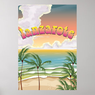 Lanzarote beach travel poster