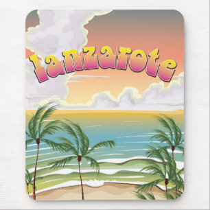 Lanzarote beach travel poster mouse mat