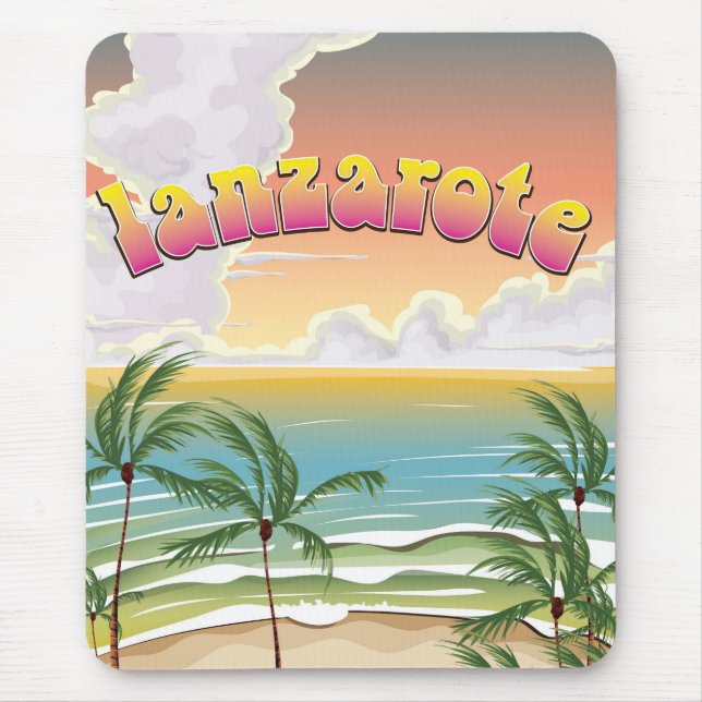 Lanzarote beach travel poster mouse mat (Front)