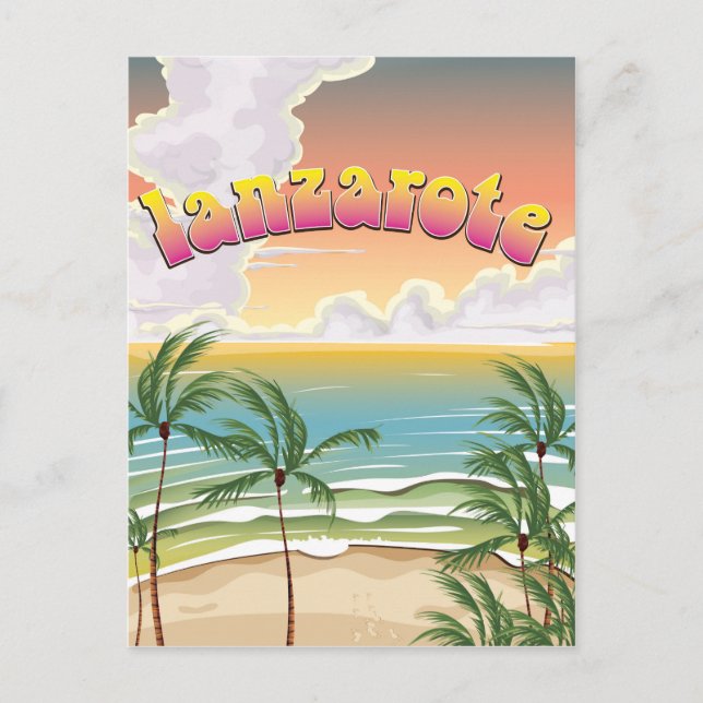 Lanzarote beach travel poster postcard (Front)