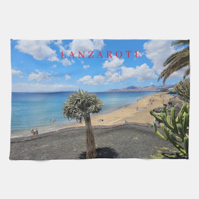 Lanzarote beach view tea towel (Horizontal)