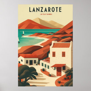 Lanzarote Canary Islands Vintage Travel Art Poster