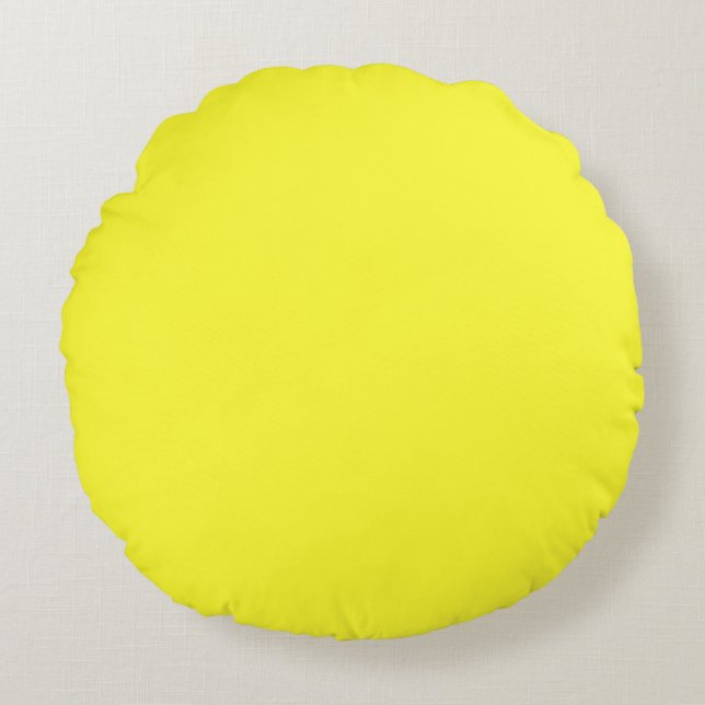 Lanzarote Lemon Acid Neon Yellow Tropical Romance Round Cushion (Front)