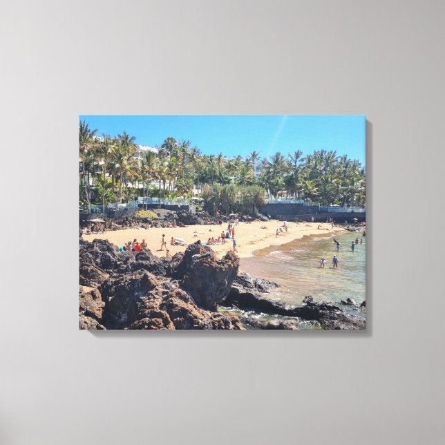Lanzarote Puerto del Carmen beach canvas print (Front)