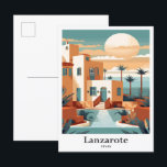 Lanzarote Spain Art Travel Potrait Illustration Postcard<br><div class="desc">Lanzarote Spain Art Vintage Travel Portrait Painting Illustration</div>