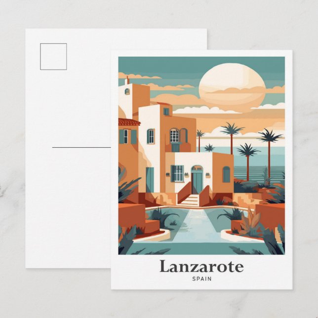 Lanzarote Spain Art Travel Potrait Illustration Postcard (Front/Back)