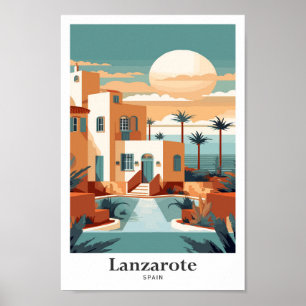Lanzarote Spain Art Travel Potrait Illustration Poster