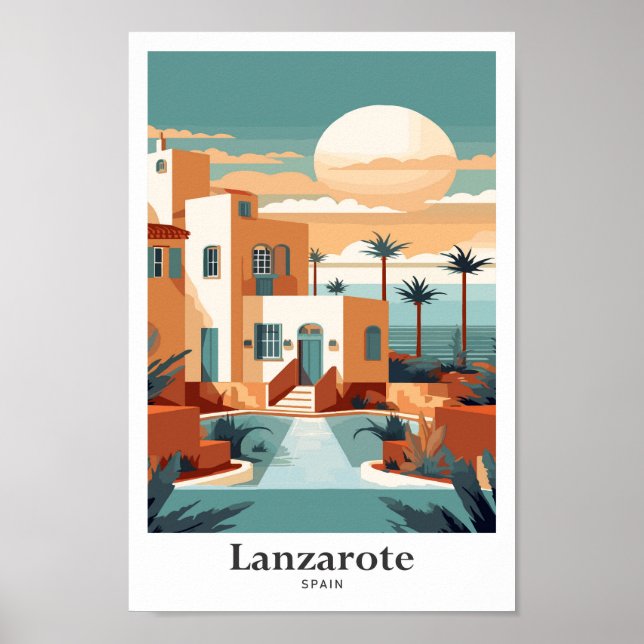 Lanzarote Spain Art Travel Potrait Illustration Poster (Front)