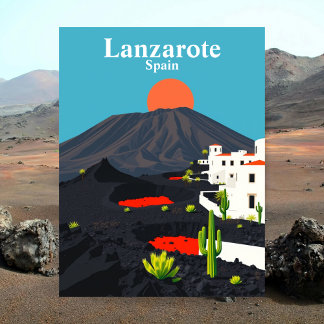 Lanzarote, Spain Vintage Travel Postcard