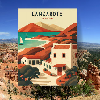 Lanzarote Spain Vintage Travel Postcard