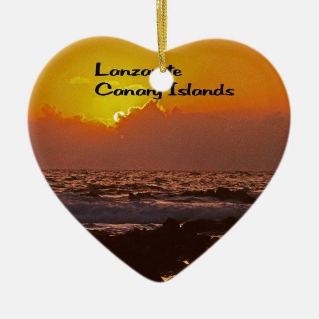 Lanzarote Sunset Ceramic Tree Decoration (Front)