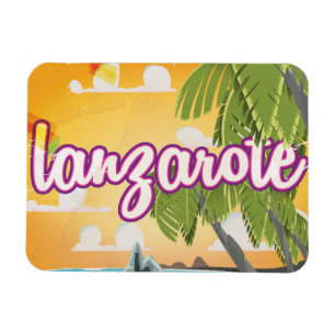 lanzarote vintage travel poster cartoon magnet