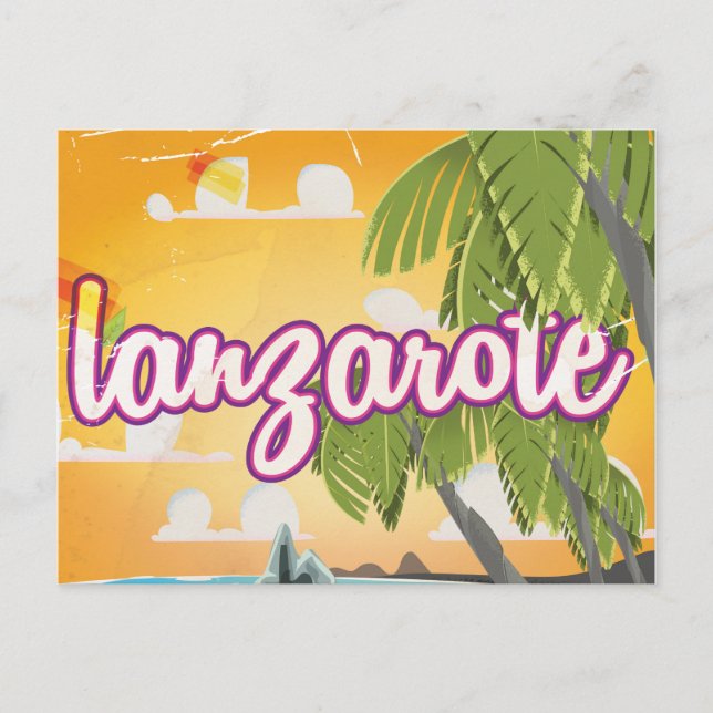 lanzarote vintage travel poster cartoon postcard (Front)