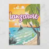 lanzarote vintage travel poster cartoon