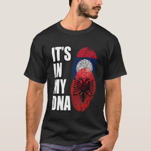 Lao And Albanian Mix DNA Heritage Flag T-Shirt