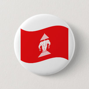 Lao Erawan Three Headed Elephant Flag Wave 6 Cm Round Badge