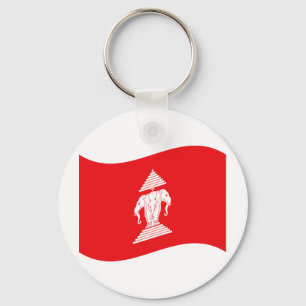 Lao Erawan Three Headed Elephant Flag Wave Key Ring