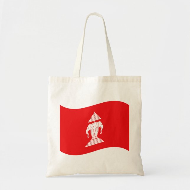 Lao Erawan Three Headed Elephant Flag Wave Tote Bag (Front)