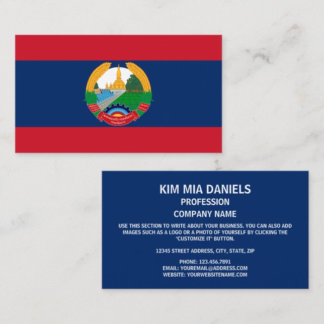 Lao Flag & Emblem, Flag of Laos Business Card (Front/Back)