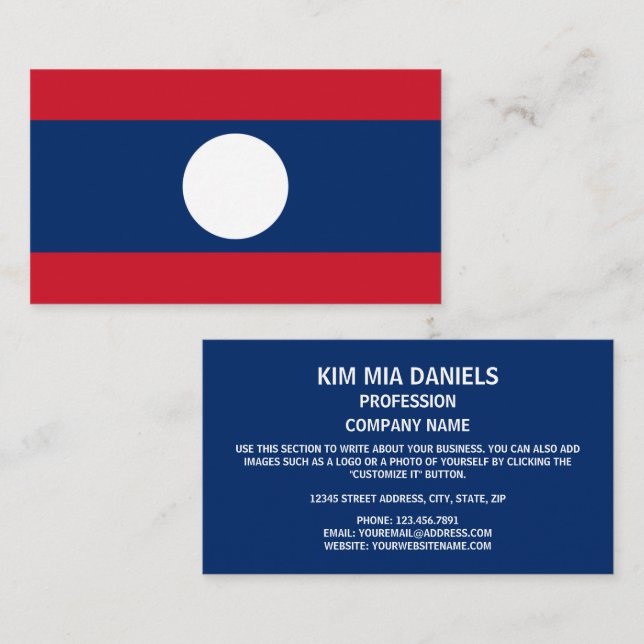Lao Flag, Flag of Laos Business Card (Front/Back)