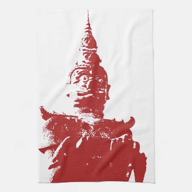 Lao Giant Guardian .. Buddha Park, Vientiane, Laos Tea Towel (Vertical)