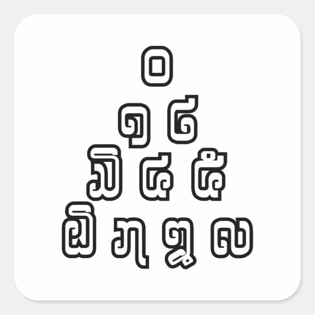 Lao / Laos Numbers Pyramid Laotian Language Script Square Sticker (Front)