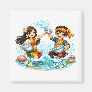 Lao New Year Water Festival Kids – Pi Mai Lao Spla Magnet