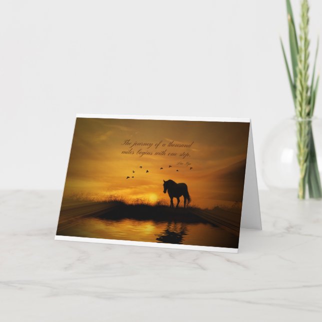 Lao Tzu Famous Quote Encouragement Horse Card (Front)