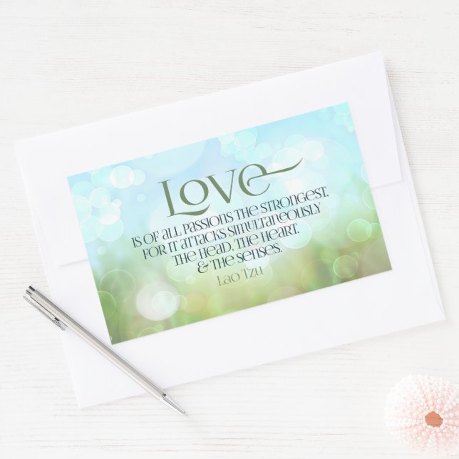 Lao Tzu Inspirational Quote "Love" Rectangular Sticker (Envelope)