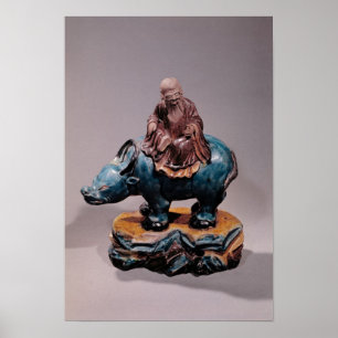 Lao-Tzu  on his Buffalo, Qing dynasty Poster
