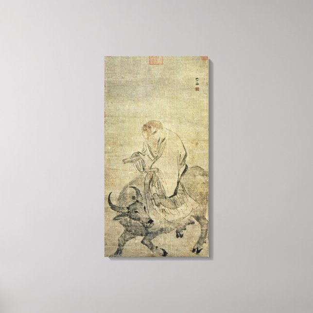 Lao-tzu  riding his ox, Chinese, Ming Dynasty Canvas Print (Front)