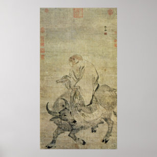 Lao-tzu  riding his ox, Chinese, Ming Dynasty Poster
