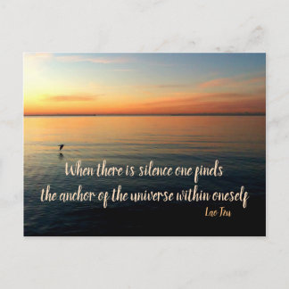 Lao Tzu Silence Quote and Beach Sunrise Postcard