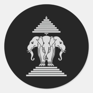 Laos 3 Headed Elephant Erawan Lao Classic Round Sticker