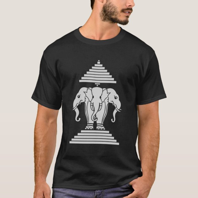 Laos 3 Headed Elephant Erawan Lao T-Shirt (Front)