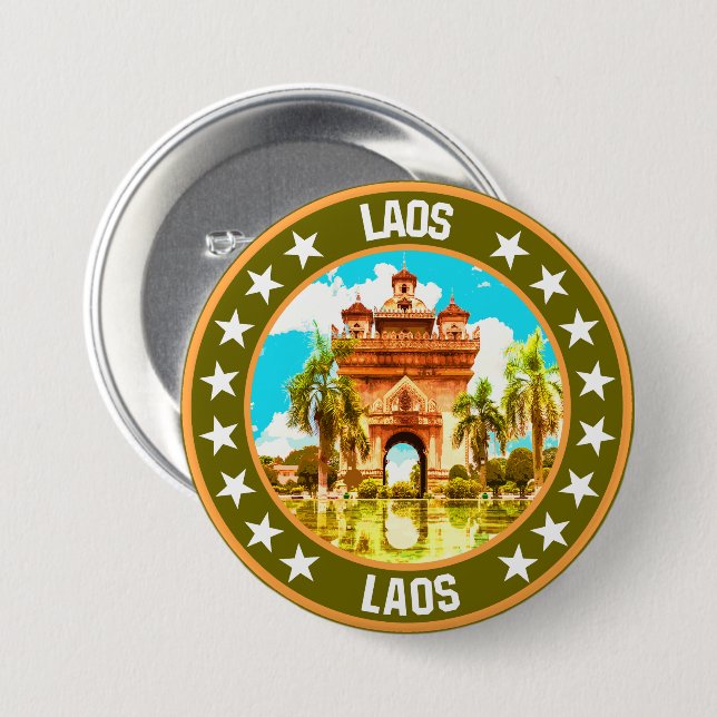 Laos                                               7.5 cm round badge (Front & Back)