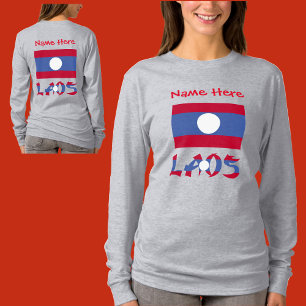 Laos and Laotian Flag Red Personalisation T-Shirt