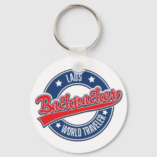 laos backpacker world traveller logo key ring
