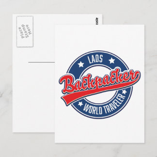 laos backpacker world traveller logo postcard