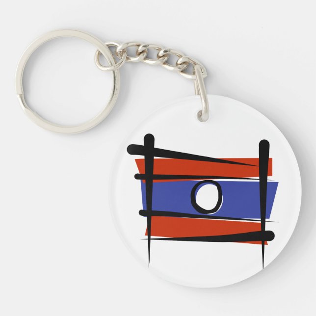 Laos Brush Flag Key Ring (Front)