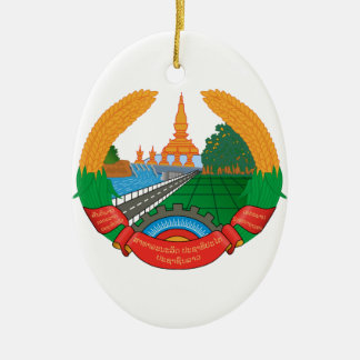 Laos Coat of Arms Ceramic Tree Decoration