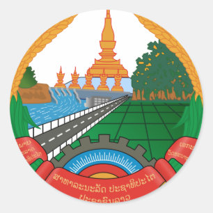 Laos Coat Of Arms Classic Round Sticker