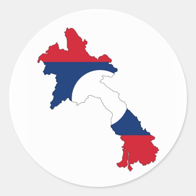 laos country flag map shape silhouette symbol classic round sticker (Front)