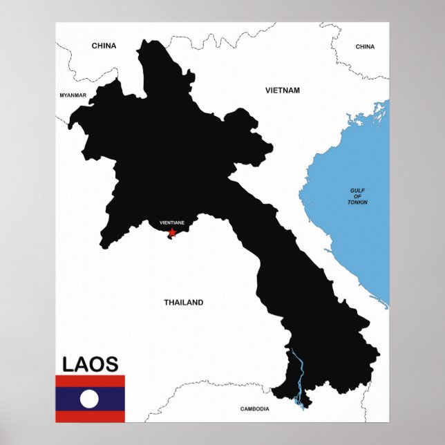 laos country political map flag poster (Front)