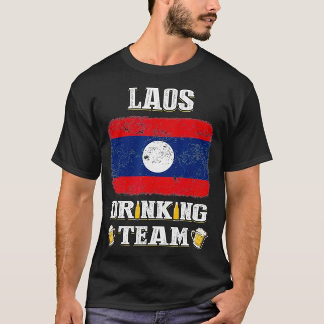 Laos Drinking Team Funny Beer T-Shirt (Front)