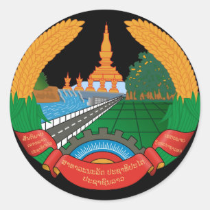 laos emblem classic round sticker