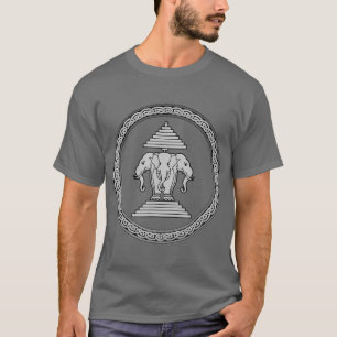 Laos Erawan 3 headed elephant round border  T-Shirt
