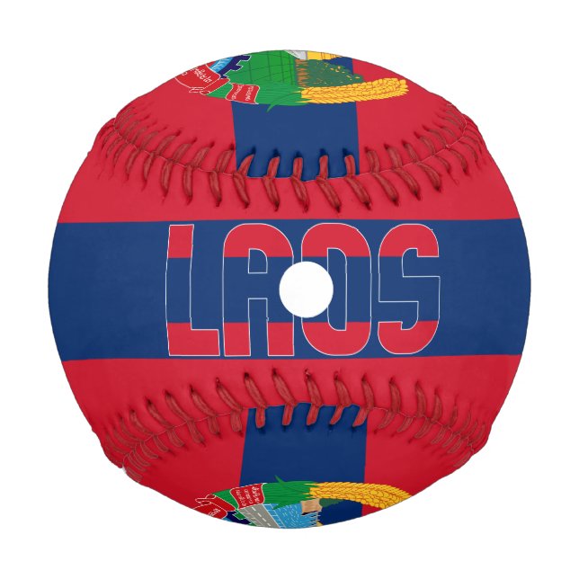 Laos Flag and Coat of Arms Patriotic Baseball (Front)