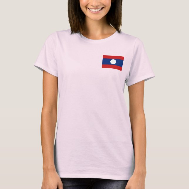 Laos Flag and Map dk T-Shirt (Front)